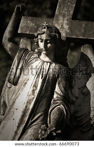 stock photo Angel statue in an old cemetery