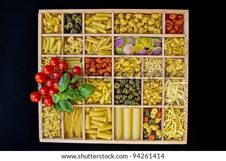 Pasta selections - Still life with many different types of pasta