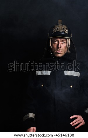 Portrait of a firefighter after the job was done