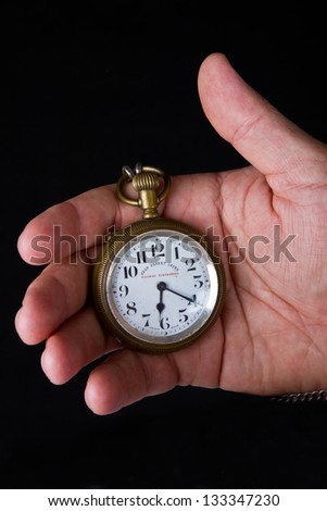 Pocket watch in hand hold look time detail