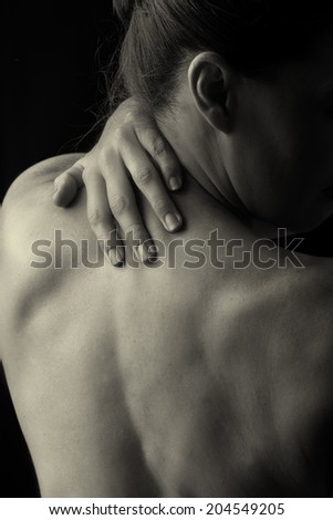 Body scape of woman back in low light with emotion artistic conversion
