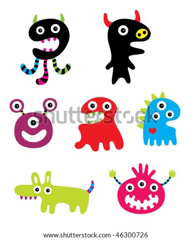 Color Business Card on Cute Monster Doodle Collection Card Stock Vector 46300726