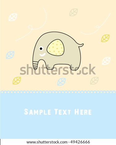 Baby Elephant Birthday Arrival Greeting Card Stock Vect