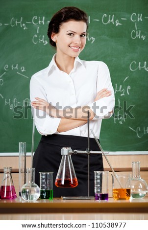 Smiley chemistry teacher