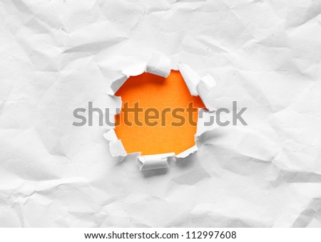 Circle shape breakthrough paper hole with white background