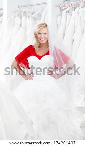 Searching for a wedding gown on at the salon