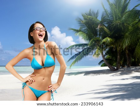 Girl on vacation, Indian ocean. Concept of summer holidays and traveling