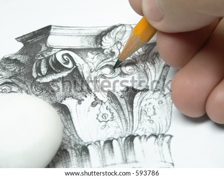 Hand With Pencil Drawing Stock Photo 593786 : Shutterstock