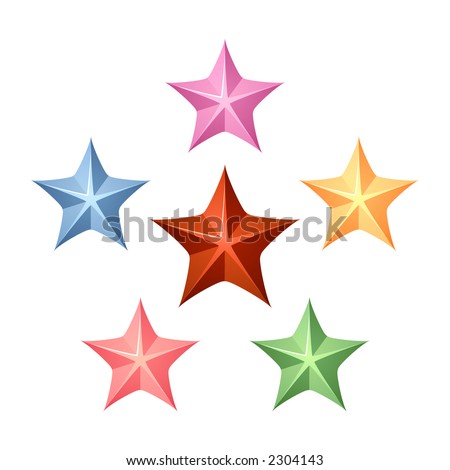 stock photo : The six stars shapes with different colors