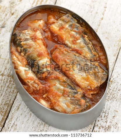 Tinned Sardines In Tomato Sauce ,Close Up