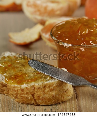 Orange Jam ,Fruits And Bread