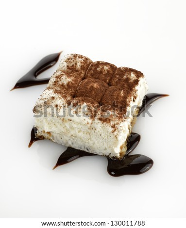 Tiramisu Cake On White Background