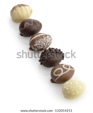 Chocolate Eggs Collection On White Background