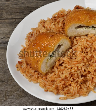 Stuffed Chicken Fillet With Rice,Close Up