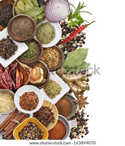 Spices And Herbs Isolated On White Background