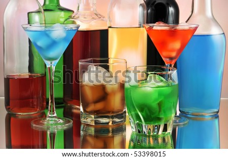 variety of alcoholic drinks