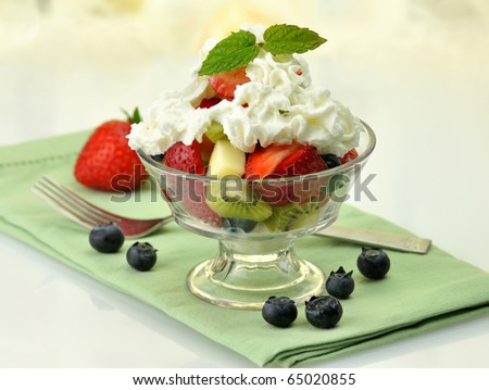 fruit salad with cream