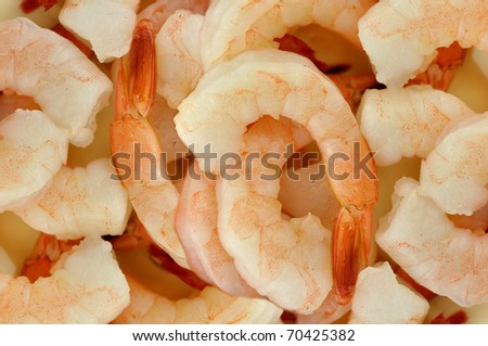 Peeled prawns background