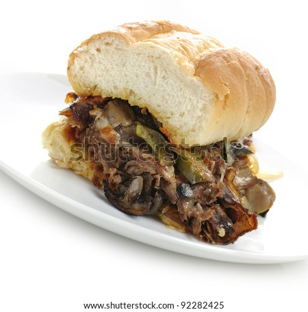 Steak Sandwich With Cheese Beef And Vegetables