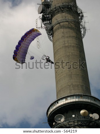 Baser jumps from tv tower.