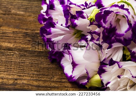 wonderfull white-purple lily on wooden background