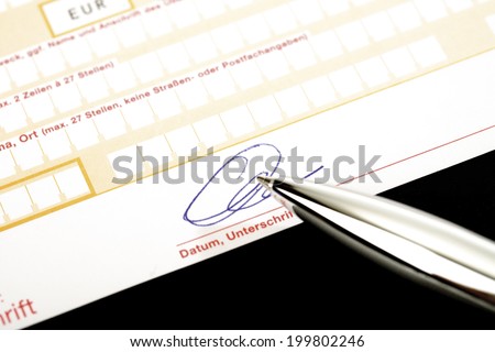 Signing a bank transfer