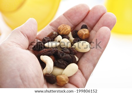 Trail mix in hand palm