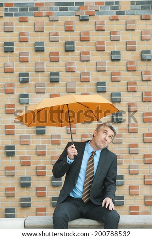 Germany, Hamburg, Businessman with umbrella