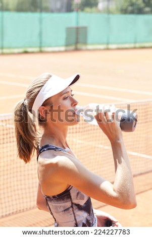 Woman playing tennis, Munich, Germany
