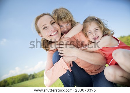 Happy family with twin girls