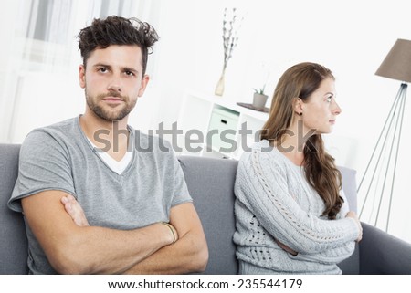 Young couple with relationship problems, ignoring each other