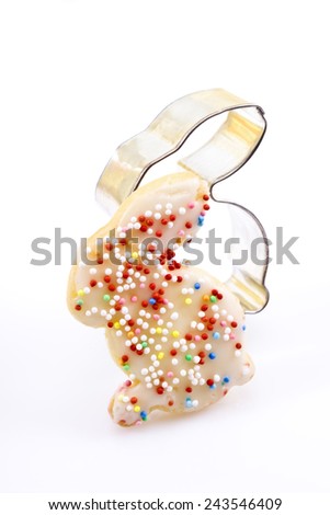 Pastry cutter, cookie with sugar granules, easter bunny shape