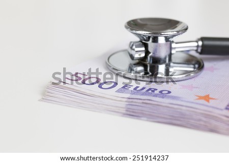 Stethoscope and 500 Euro notes