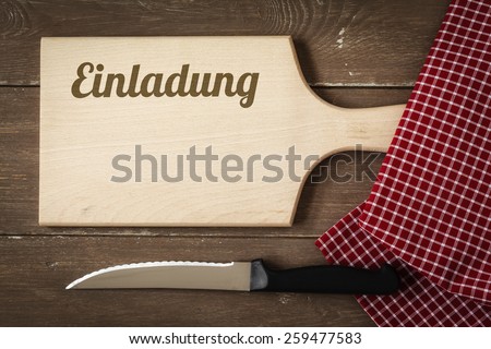 Chopping board, kitchen towel and knife, Barbecue, invitation