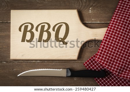 Chopping board, kitchen towel and knife, Barbecue