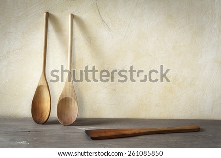 Old wooden cooking spoons
