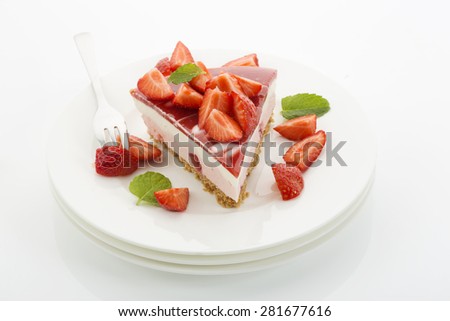 Strawberry-cream cake, plates