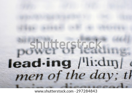 Germany,Extreme close up of english dictionary page with word leading