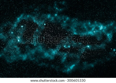 Galaxy, turquoise star nebula, space background