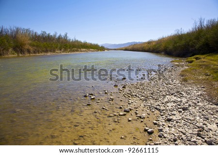 View of the Rio Grande River in Big Bend National Park. International Border between United States and Mexico.