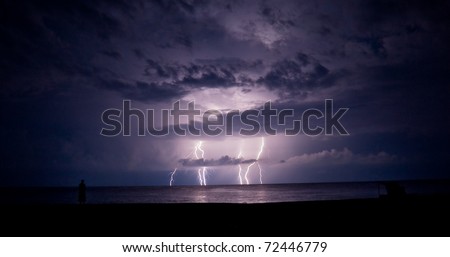 Thunder-storm and lightning in the sea