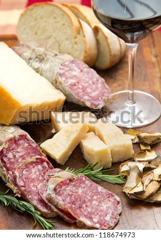 bread parmesan cheese and salami