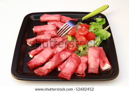 a tray of dried beef