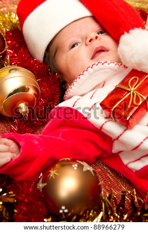 A cute Christmas image of an adorable baby