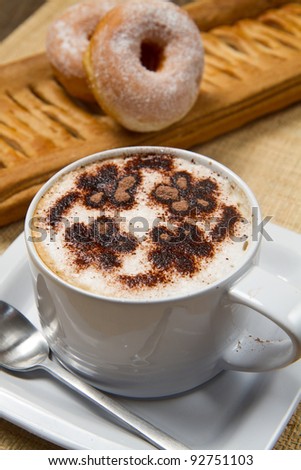 cappuccino with donuts and strudel