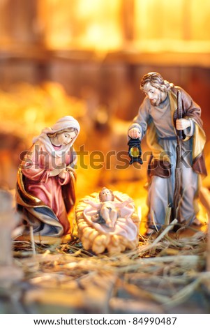 nativity scene; Jesus Christ, Mary and Josef