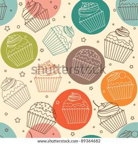 Doodle cupcakes pattern