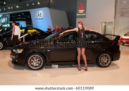 MOSCOW - AUG 26: Lancer Evolution model from Mitsubishi at the Moscow International Automobile Salon 2010 on August 26, 2010 in Moscow, Russia.