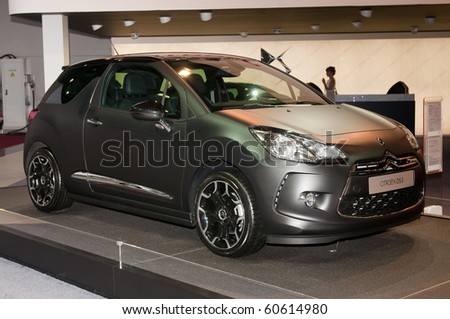 stock photo MOSCOW AUG 26 Russian premiere of DS3 Just Black model from
