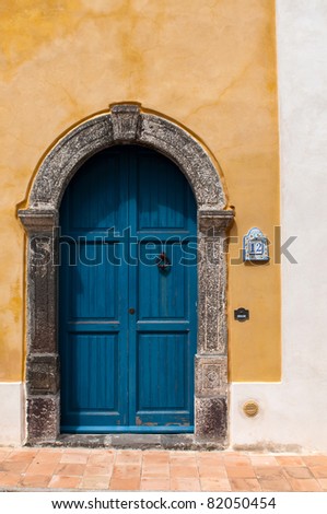 Authentic door at Santa Marina di Salina, Aeolian islands, Sicily, Italy